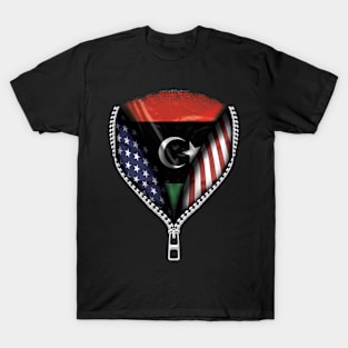 Libyan Flag  Libya Flag American Flag Zip Down - Gift for Libyan From Libya T-Shirt